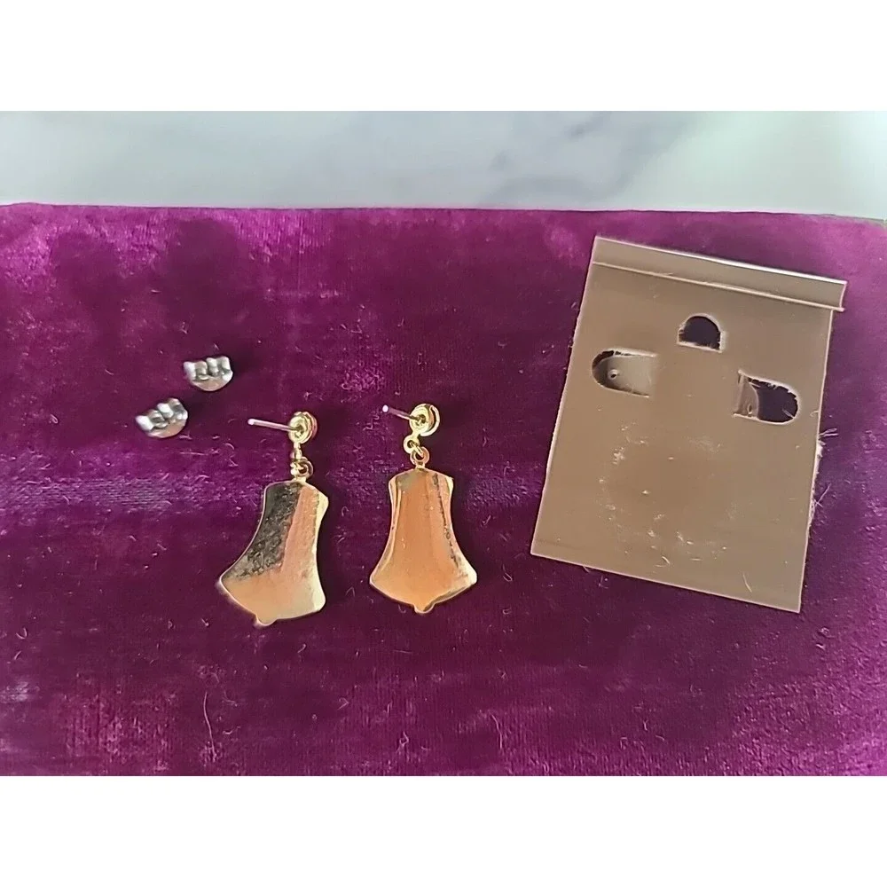 Adrienne Picard Pierced Hammered Dangling Earrings NOS 14KT GF POSTS